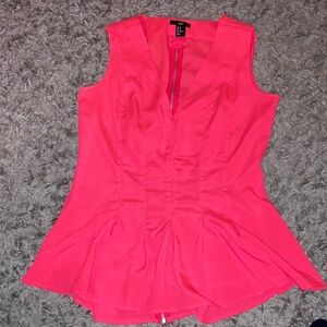 Women's H&M Pink Sleeveless hot pink v neck spring super soft hot zipper sz 10